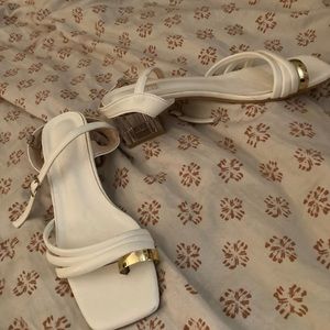 Brand new SHEIN White with gold toe and clear heel